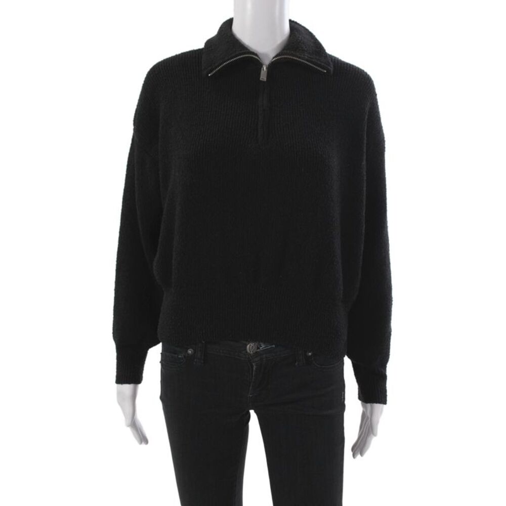 Zara Womens Pullover Black Collared Long Sleeve Solid Fall Size XS